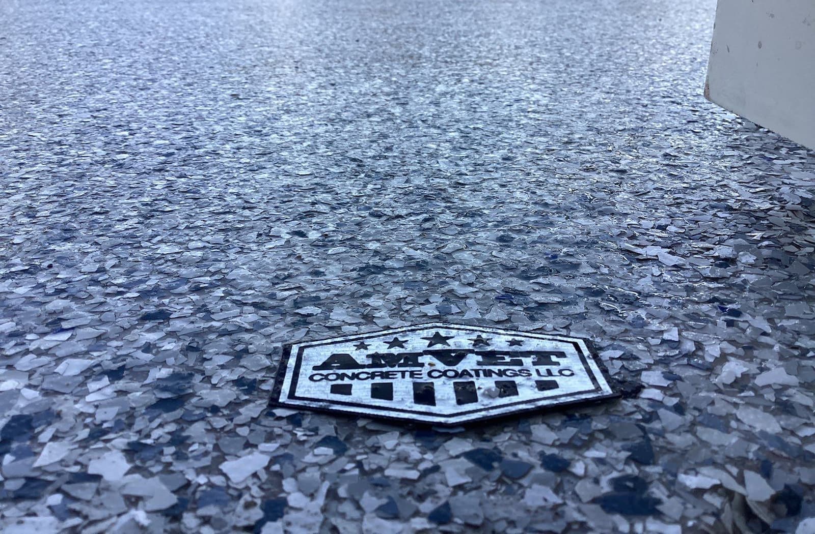 amvet emblem on coated concrete